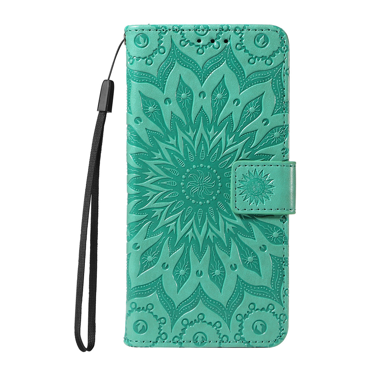 For Oppo Reno14 Pro 5G (China) / Oppo Reno14 Pro 5G (Global) Leather Wallet Case Sunflower Imprinted Phone Cover - Green