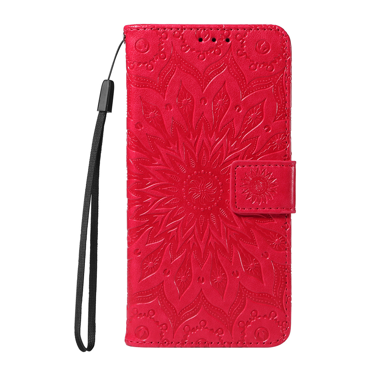 For Oppo Reno14 Pro 5G (China) / Oppo Reno14 Pro 5G (Global) Leather Wallet Case Sunflower Imprinted Phone Cover - Red