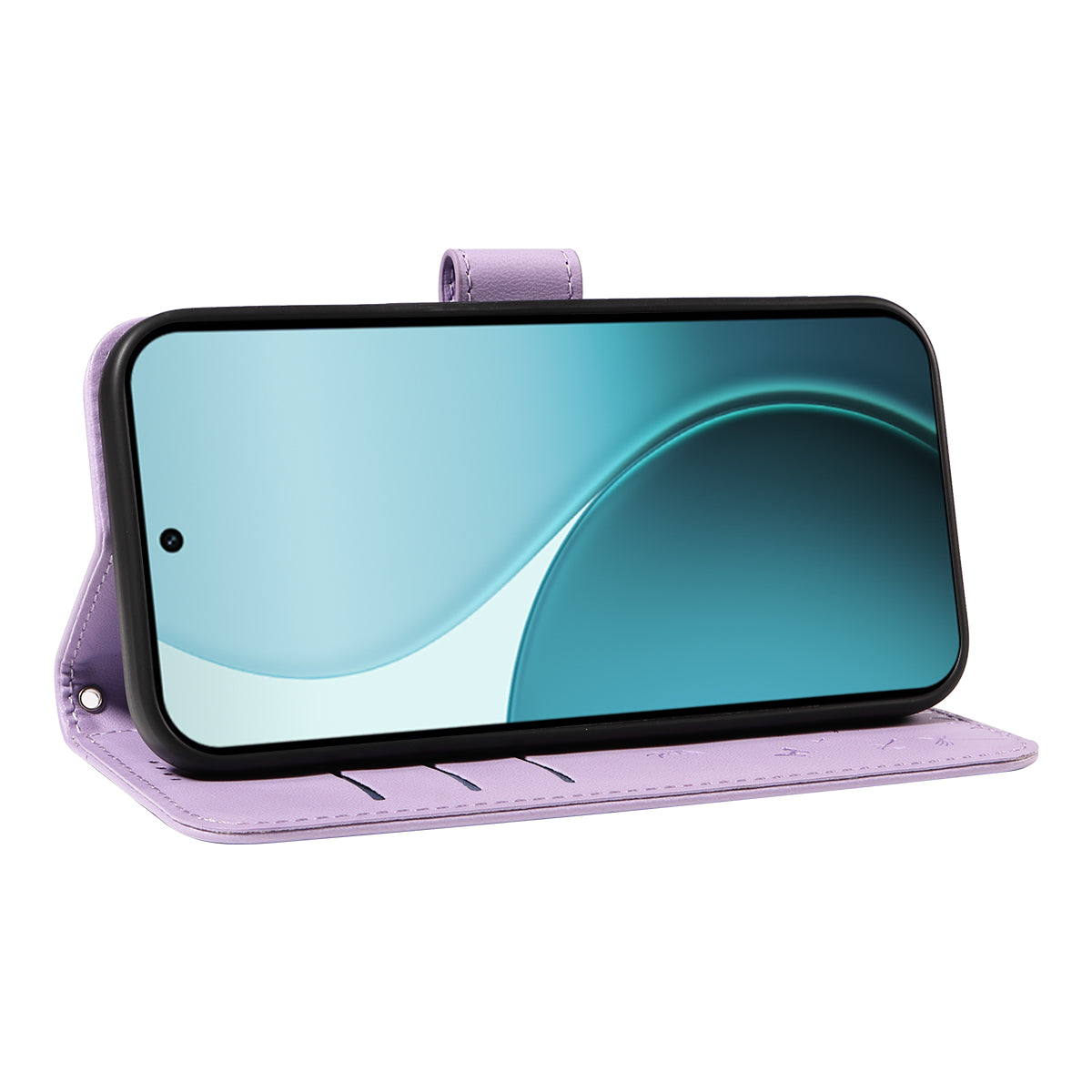 For Oppo Reno14 Pro 5G (China) / Oppo Reno14 Pro 5G (Global) Leather Wallet Case with Strap Dandelion Imprint Phone Stand Cover - Purple