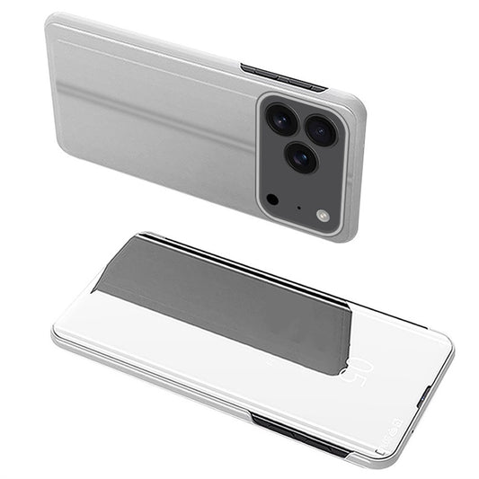 For iPhone 17 Pro Max Case View Window Stand Leather Flip Phone Cover - Silver