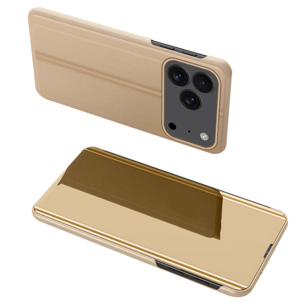 For iPhone 17 Pro Max Case View Window Stand Leather Flip Phone Cover - Gold