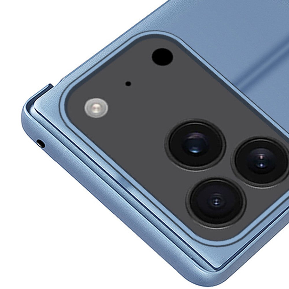 For iPhone 17 Pro Max Case View Window Stand Leather Flip Phone Cover - Gold