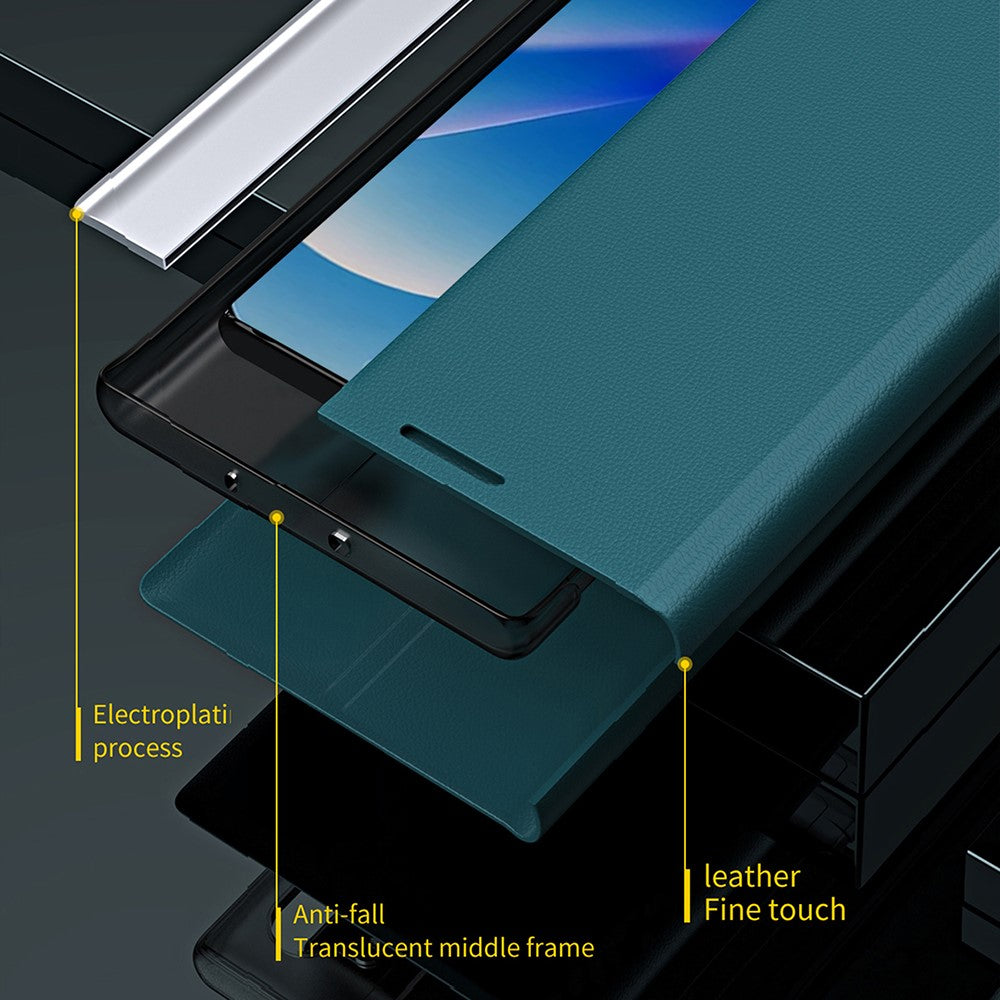 For iPhone 17 Pro Max Case Anti-Drop Leather Phone Cover with Stand - Sapphire