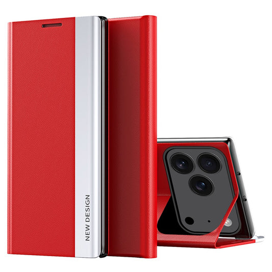 For iPhone 17 Pro Max Case Anti-Drop Leather Phone Cover with Stand - Red