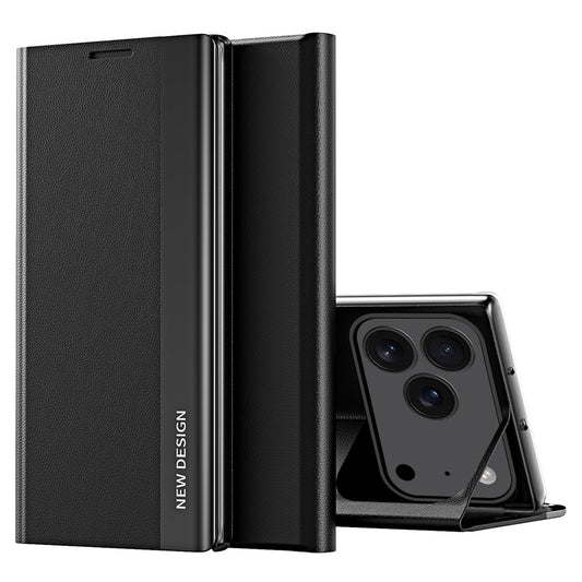 For iPhone 17 Pro Max Case Anti-Drop Leather Phone Cover with Stand - Black