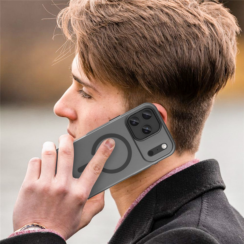 For iPhone 17 Pro Max Case Compatible with MagSafe TPU + PC Matte Translucent Phone Back Cover - Black