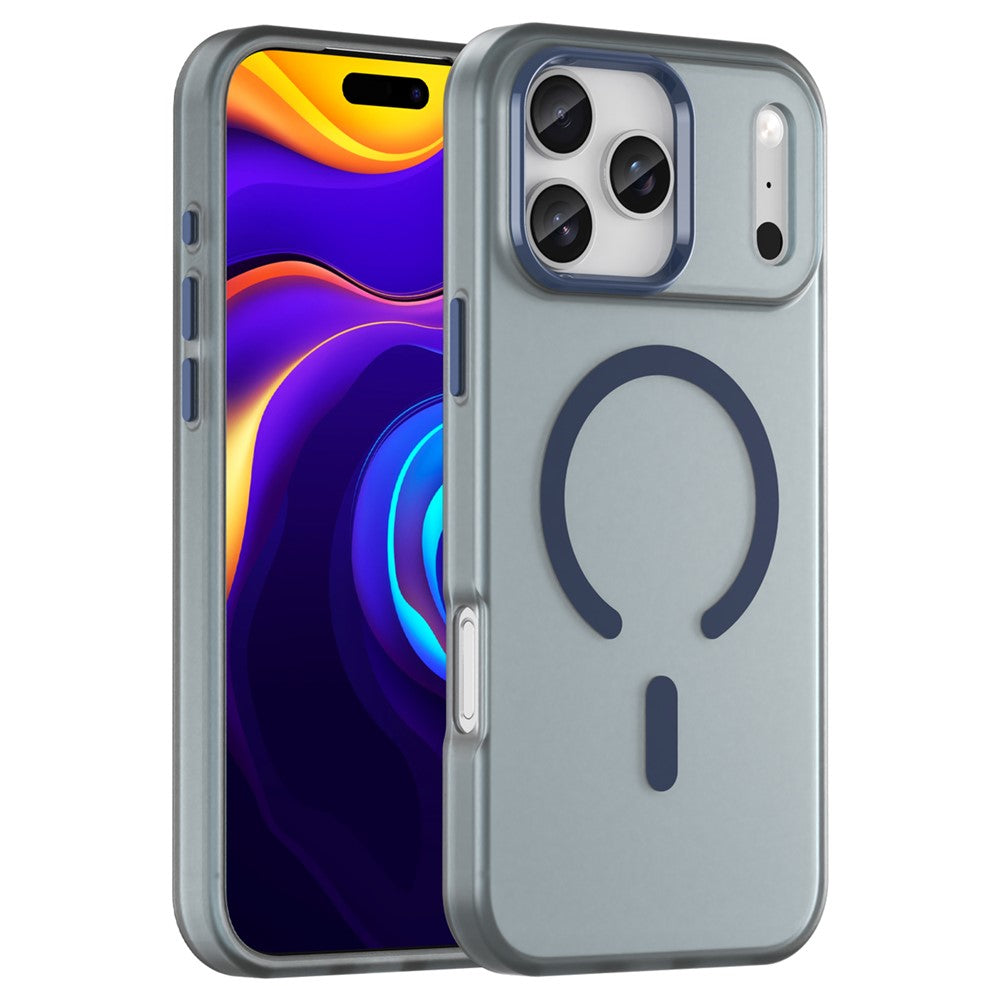 For iPhone 17 Pro Max Case Compatible with MagSafe TPU + PC Matte Translucent Phone Back Cover - Dark Blue