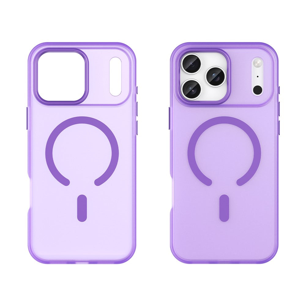 For iPhone 17 Pro Max Case Compatible with MagSafe TPU + PC Matte Translucent Phone Back Cover - Dark Purple