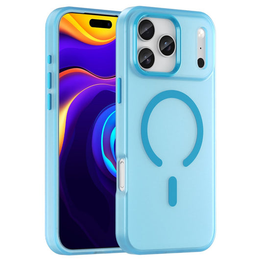 For iPhone 17 Pro Max Case Compatible with MagSafe TPU + PC Matte Translucent Phone Back Cover - Blue