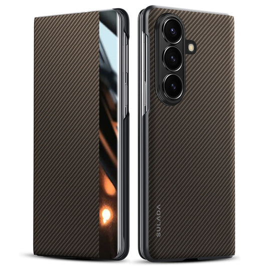 SULADA For Samsung Galaxy Z Fold7 5G Case View Window Leather Phone Cover with Auto Wake  /  Sleep - Brown