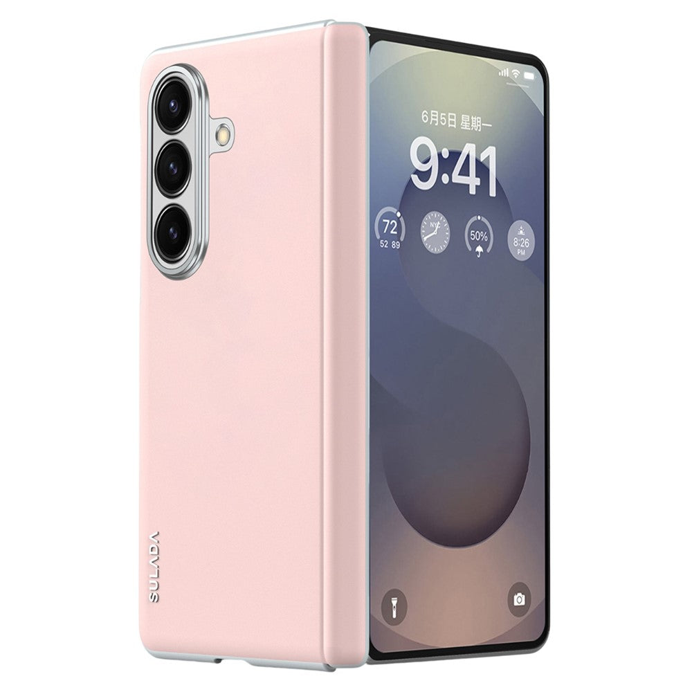 SULADA For Samsung Galaxy Z Fold7 5G Case Leather Back Cover Compatible with MagSafe Hinge Protection - Pink