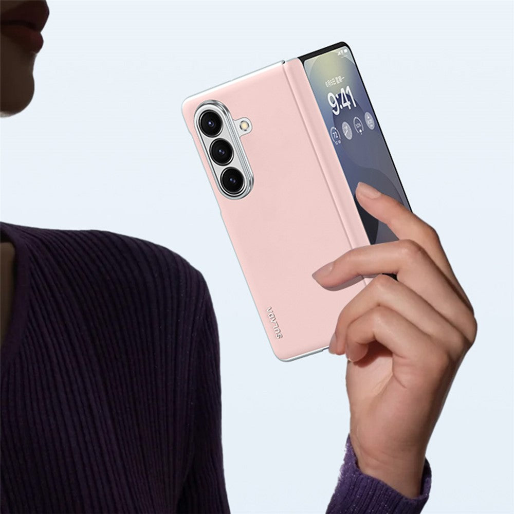 SULADA For Samsung Galaxy Z Fold7 5G Case Leather Back Cover Compatible with MagSafe Hinge Protection - Pink