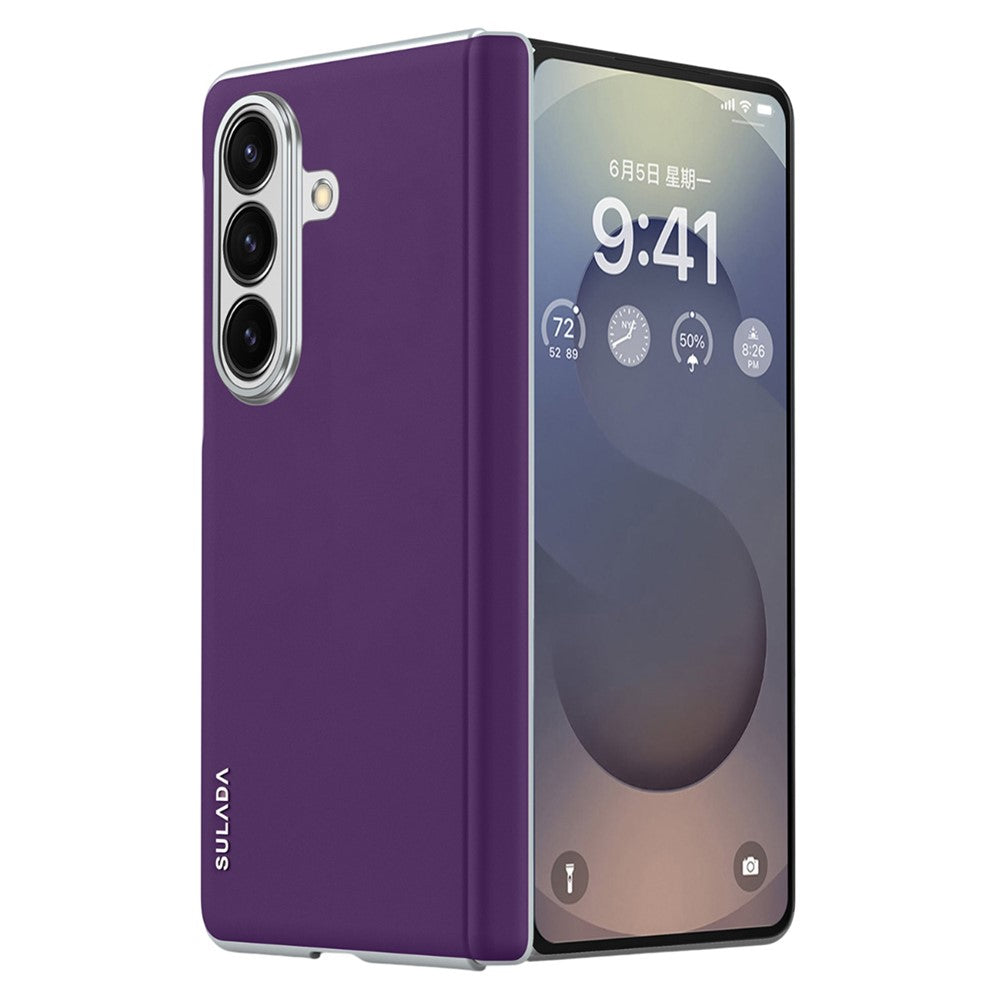 SULADA For Samsung Galaxy Z Fold7 5G Case Leather Back Cover Compatible with MagSafe Hinge Protection - Purple