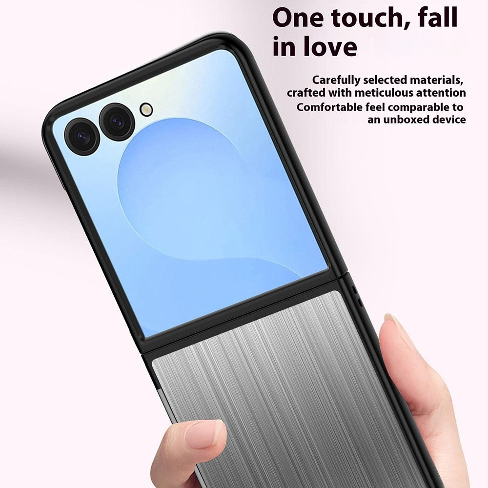 For Samsung Galaxy Z Flip7 5G Case Protective Stainless Steel + PC Phone Cover - Grey