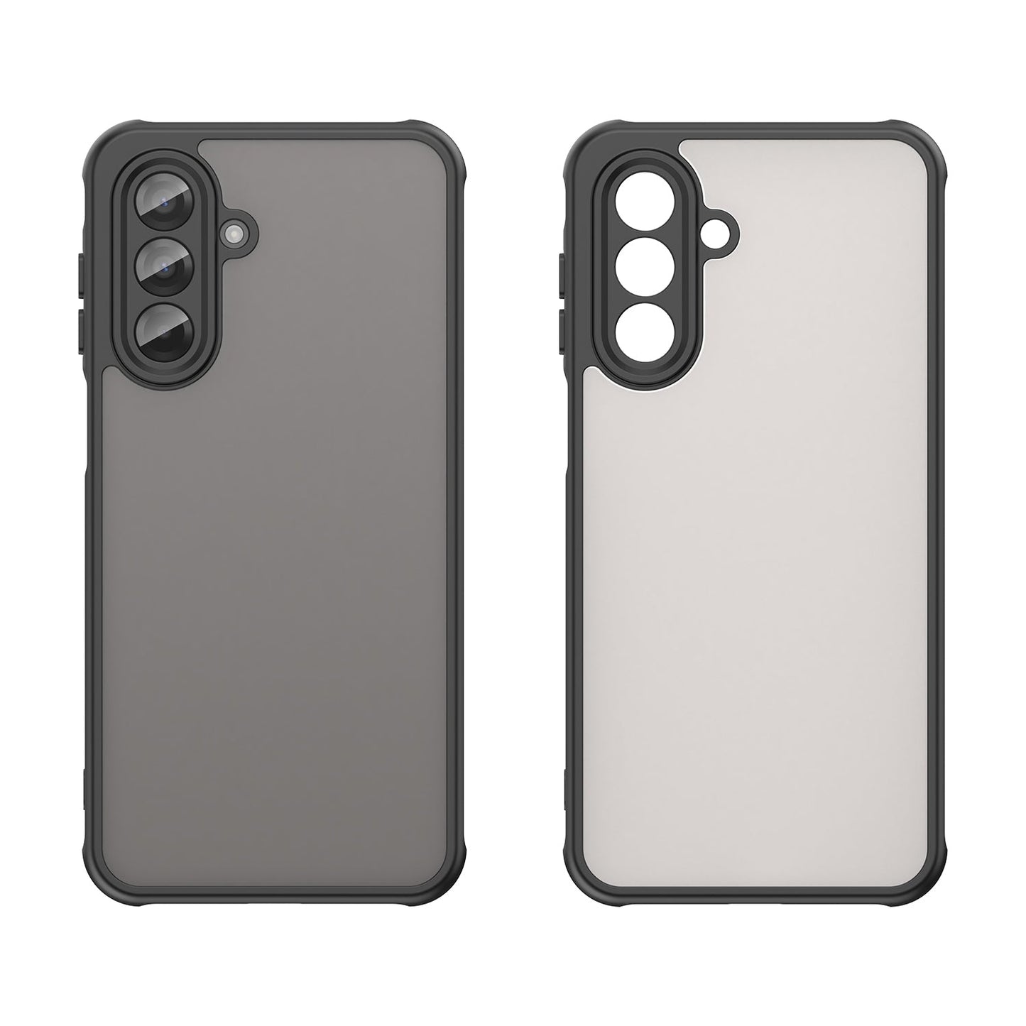 For Samsung Galaxy A17 5G Case with Screen Film WANLONFENG FD Series Skin Touch TPU PC Phone Back Cover - Black