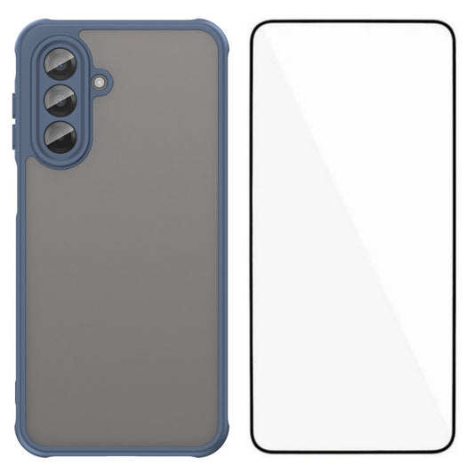 For Samsung Galaxy A17 5G Case with Screen Film WANLONFENG FD Series Skin Touch TPU PC Phone Back Cover - Blue