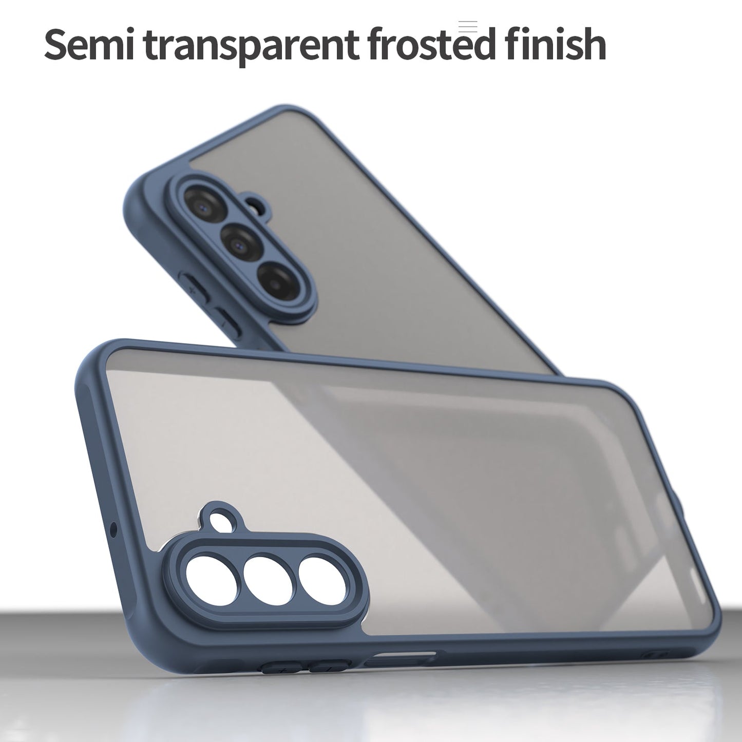 For Samsung Galaxy A17 5G Case with Screen Film WANLONFENG FD Series Skin Touch TPU PC Phone Back Cover - Blue