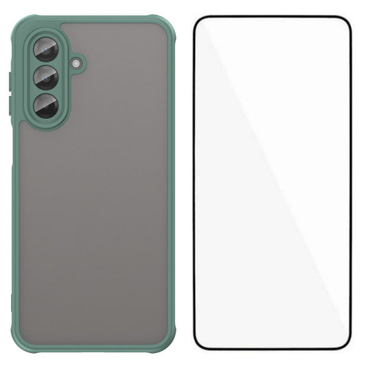 For Samsung Galaxy A17 5G Case with Screen Film WANLONFENG FD Series Skin Touch TPU PC Phone Back Cover - Green