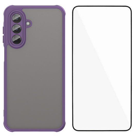 For Samsung Galaxy A17 5G Case with Screen Film WANLONFENG FD Series Skin Touch TPU PC Phone Back Cover - Purple