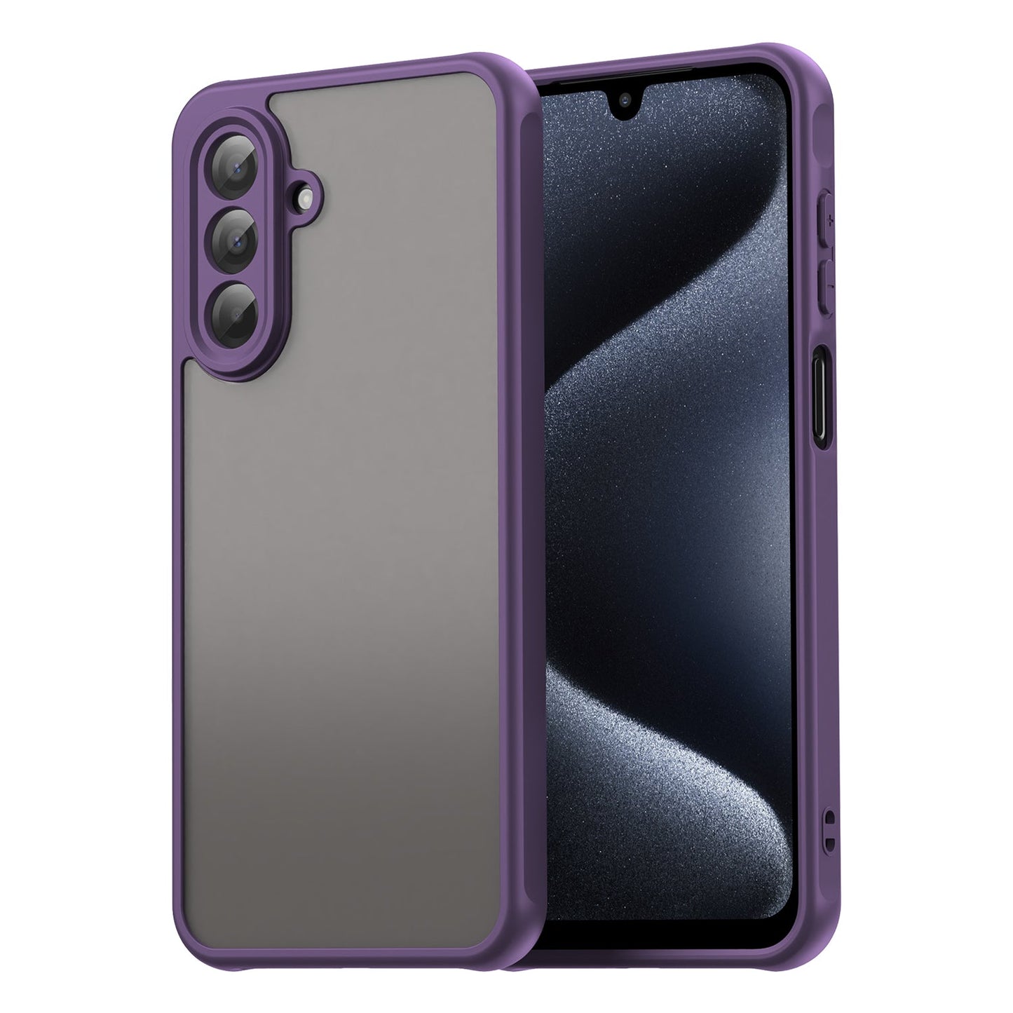 For Samsung Galaxy A17 5G Case with Screen Film WANLONFENG FD Series Skin Touch TPU PC Phone Back Cover - Purple