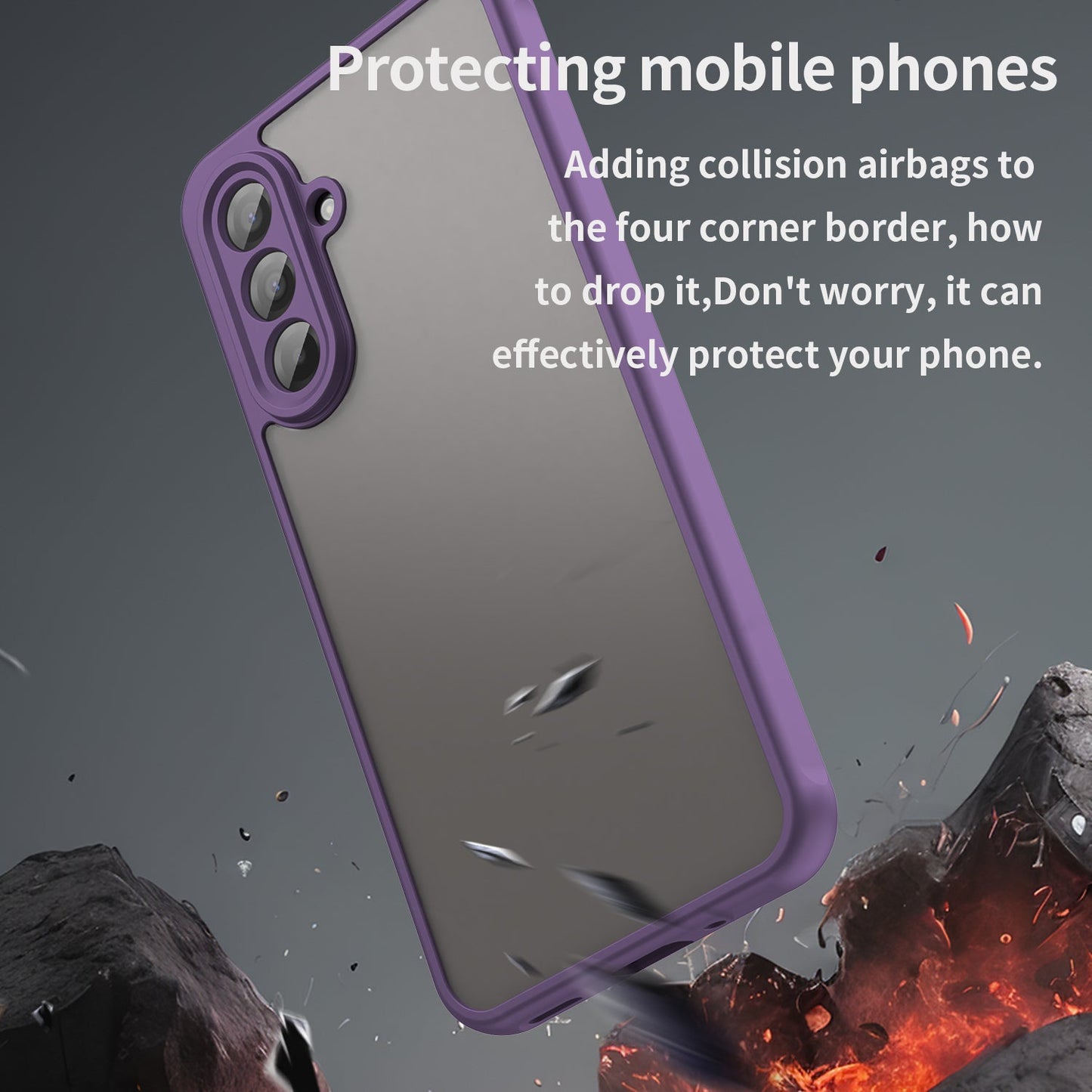 For Samsung Galaxy A17 5G Case with Screen Film WANLONFENG FD Series Skin Touch TPU PC Phone Back Cover - Purple