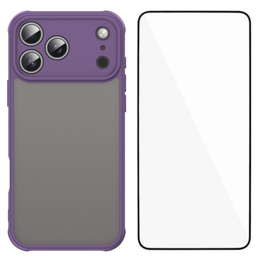 For iPhone 17 Pro Max Case with Screen Film WANLONFENG FD Series Skin Touch TPU PC Phone Back Cover - Purple