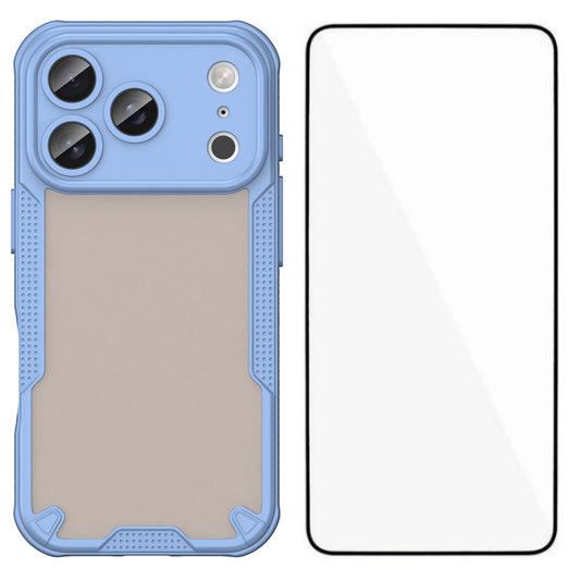 For iPhone 17 Pro Max Case WANLONFENG MFFJ Series Anti Drop TPU Phone Back Cover with Screen Film - Blue