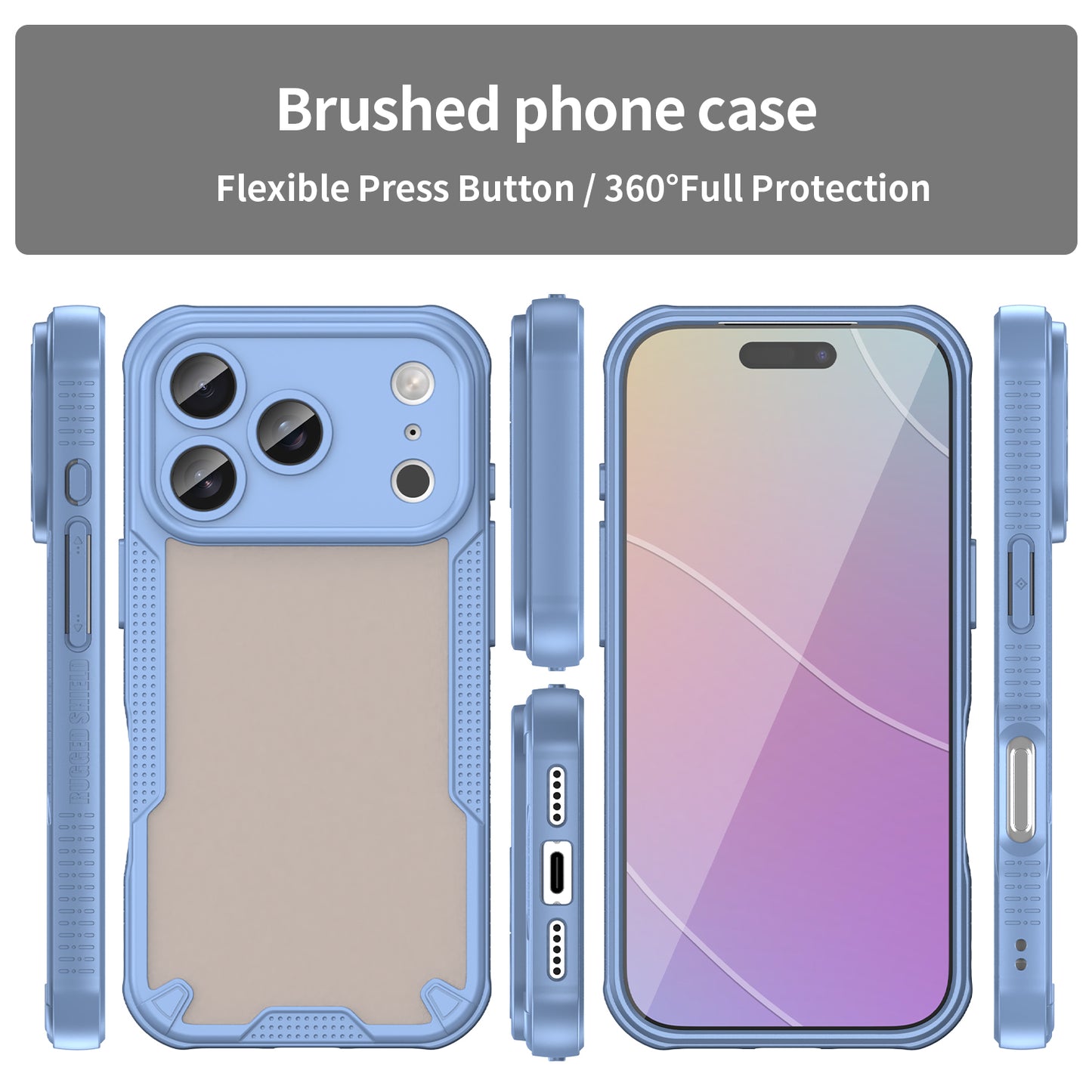 For iPhone 17 Pro Max Case WANLONFENG MFFJ Series Anti Drop TPU Phone Back Cover with Screen Film - Blue