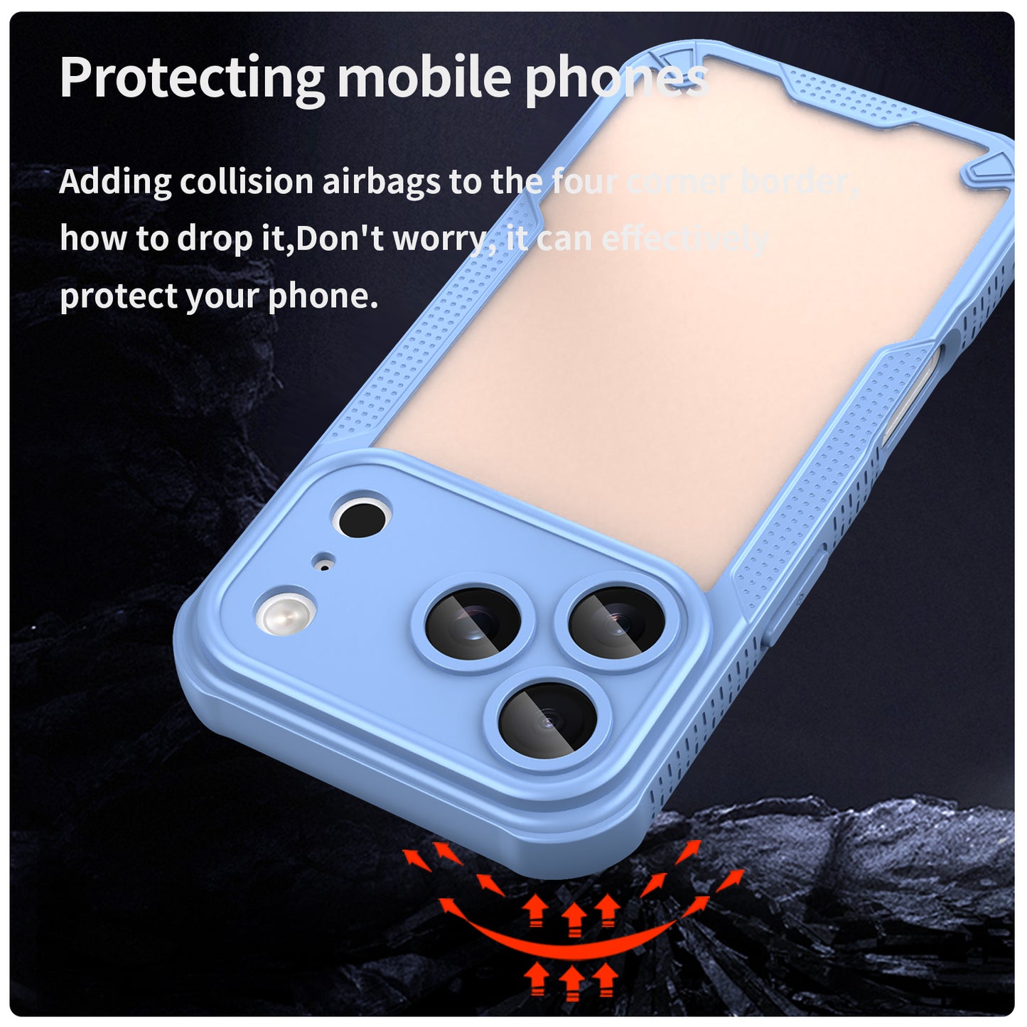 For iPhone 17 Pro Max Case WANLONFENG MFFJ Series Anti Drop TPU Phone Back Cover with Screen Film - Blue