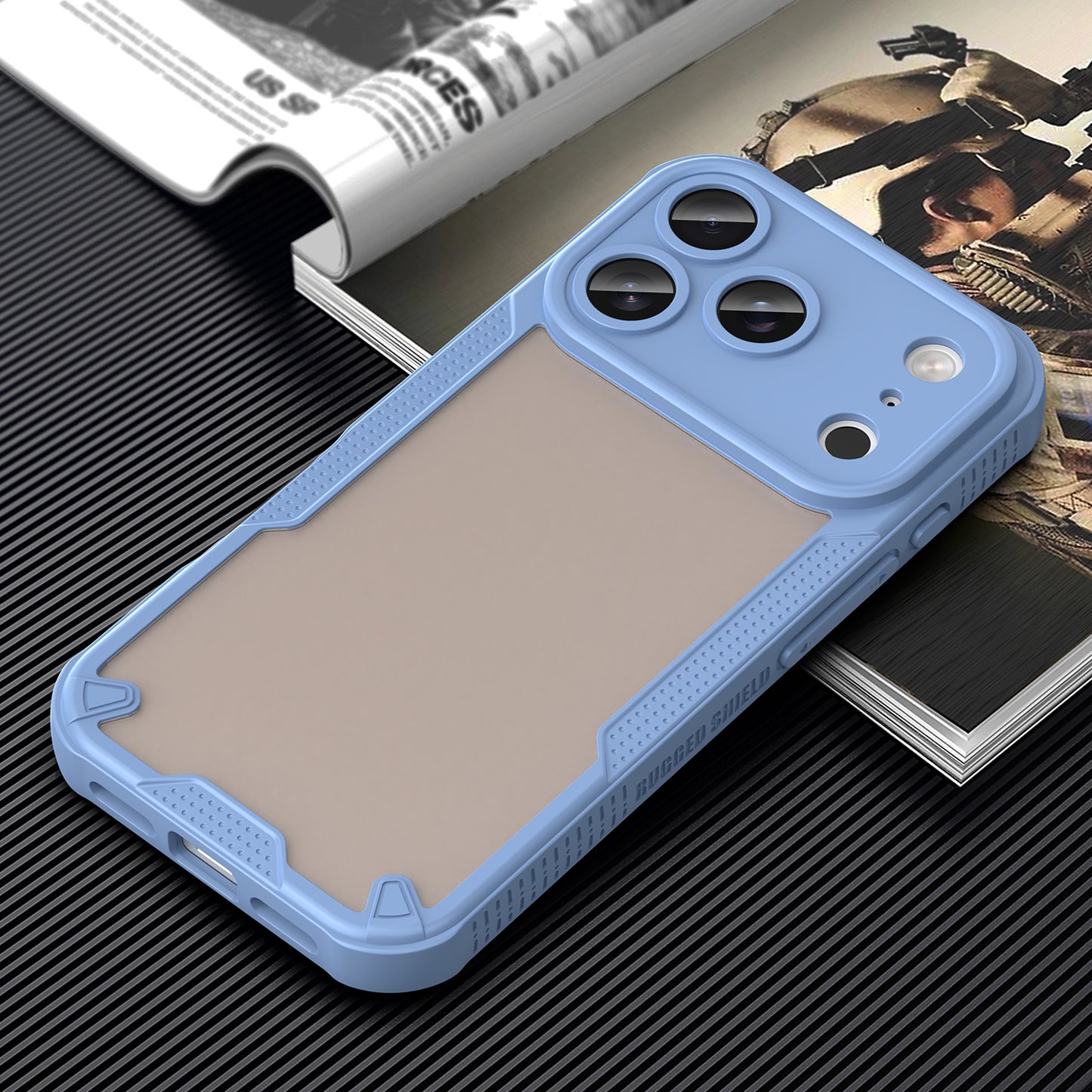 For iPhone 17 Pro Max Case WANLONFENG MFFJ Series Anti Drop TPU Phone Back Cover with Screen Film - Blue