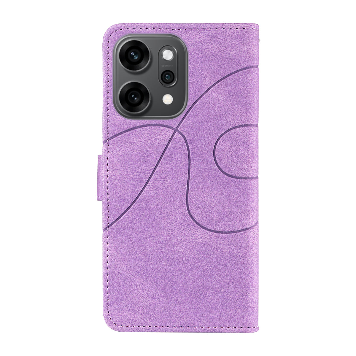 For Oppo Reno14 Pro 5G (China) / Oppo Reno14 Pro 5G (Global) Wallet Case Leather Phone Cover Stand with Curved Line Design -  Light Purple