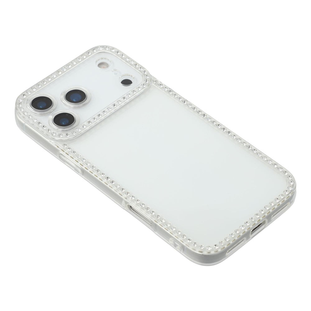 For iPhone 17 Pro Max TPU Case Rhinestone Decor Clear Phone Back Cover, Precise Cutout