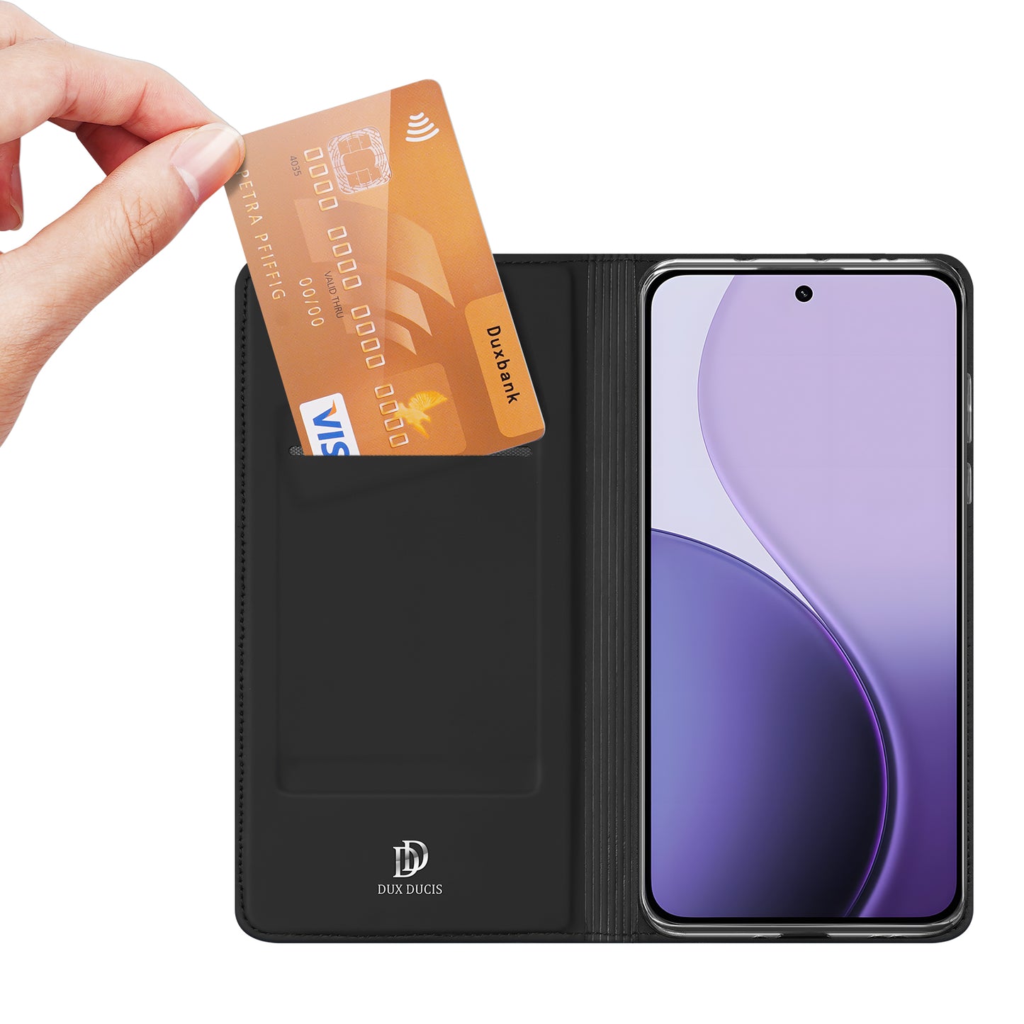 For Oppo Reno14 Pro 5G (Global) Case DUX DUCIS Skin Pro Series Leather Stand Cover Card Holder - Black