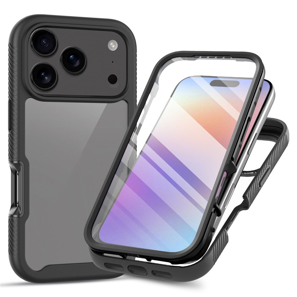 Clear Case for iPhone 17 Pro Max PC + TPU Phone Back Cover with PET Screen Film - Black