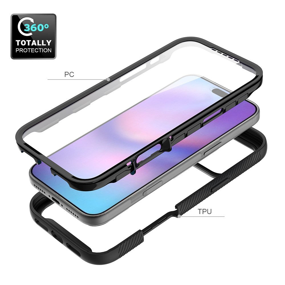Clear Case for iPhone 17 Pro Max PC + TPU Phone Back Cover with PET Screen Film - Black