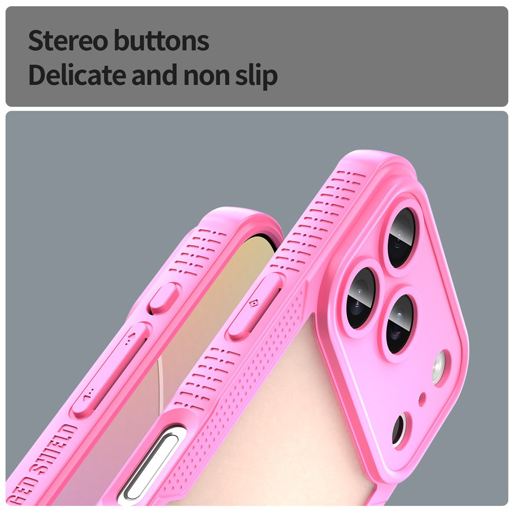 For iPhone 17 Pro Max Case PC + TPU Semi-Transparent Frosted Finish Protective Phone Cover - Pink