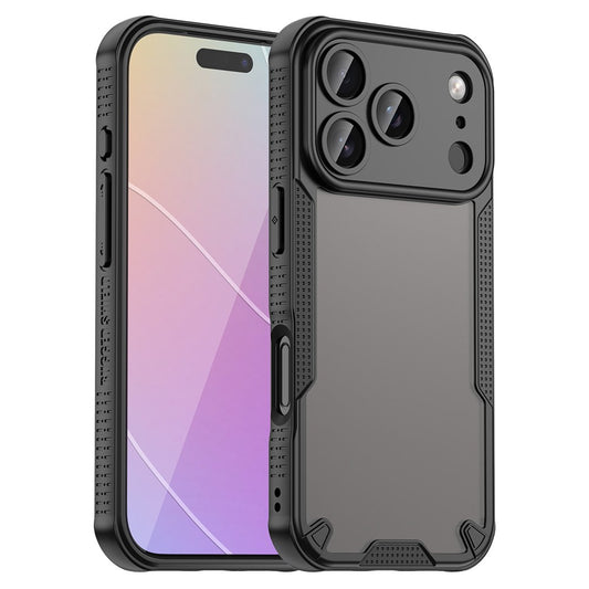 For iPhone 17 Pro Max Case PC + TPU Semi-Transparent Frosted Finish Protective Phone Cover - Black