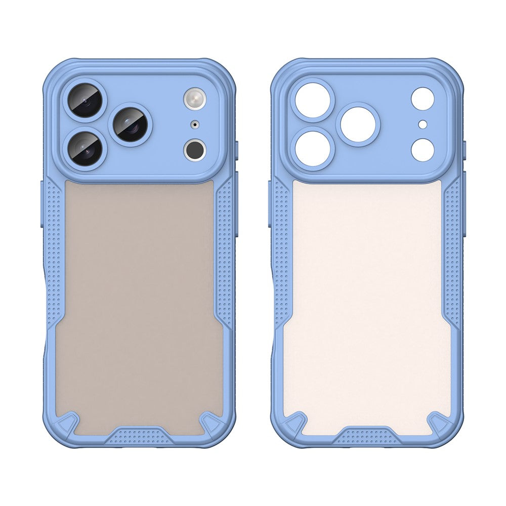 For iPhone 17 Pro Max Case PC + TPU Semi-Transparent Frosted Finish Protective Phone Cover - Blue