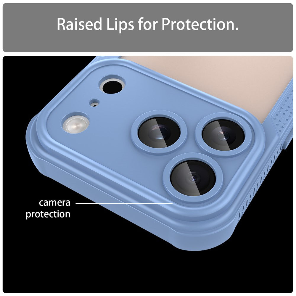 For iPhone 17 Pro Max Case PC + TPU Semi-Transparent Frosted Finish Protective Phone Cover - Blue