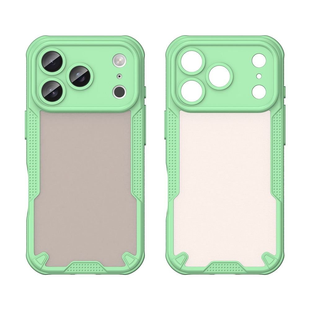 For iPhone 17 Pro Max Case PC + TPU Semi-Transparent Frosted Finish Protective Phone Cover - Green