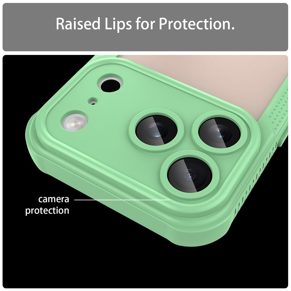For iPhone 17 Pro Max Case PC + TPU Semi-Transparent Frosted Finish Protective Phone Cover - Green