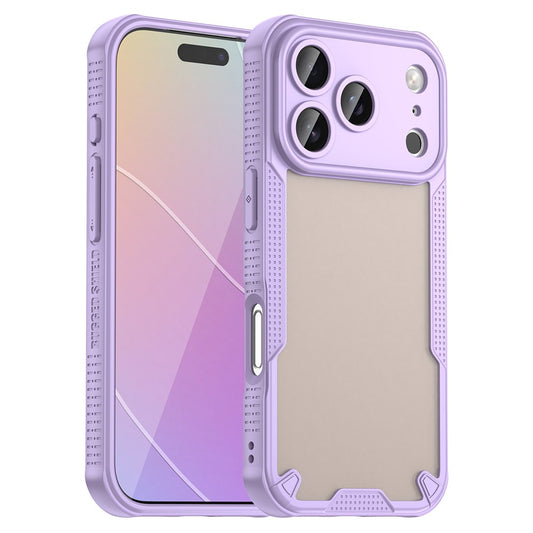 For iPhone 17 Pro Max Case PC + TPU Semi-Transparent Frosted Finish Protective Phone Cover - Purple