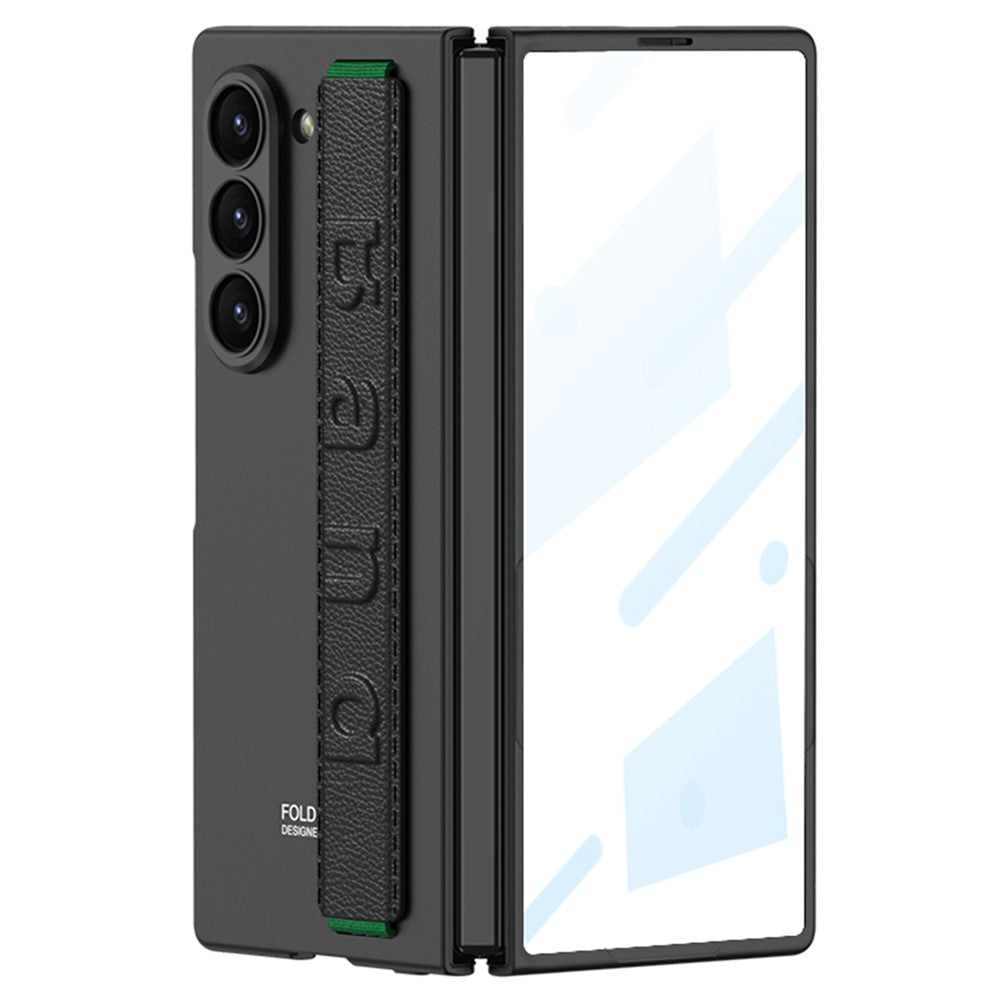GKK For Samsung Galaxy Z Fold7 5G Case Wristband Foldable PC Phone Cover with Front Screen Protector - Black