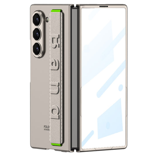 GKK For Samsung Galaxy Z Fold7 5G Case Wristband Foldable PC Phone Cover with Front Screen Protector - Titanium Grey