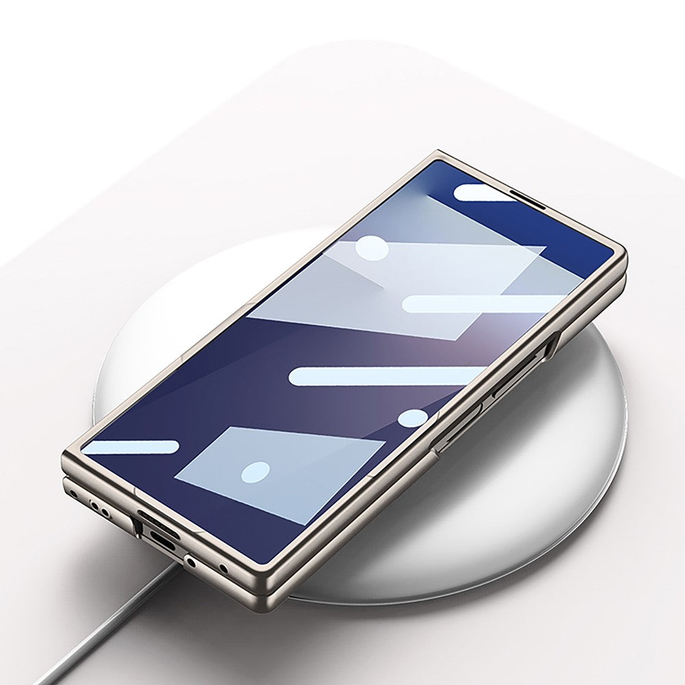 GKK For Samsung Galaxy Z Fold7 5G Case Wristband Foldable PC Phone Cover with Front Screen Protector - Titanium Grey