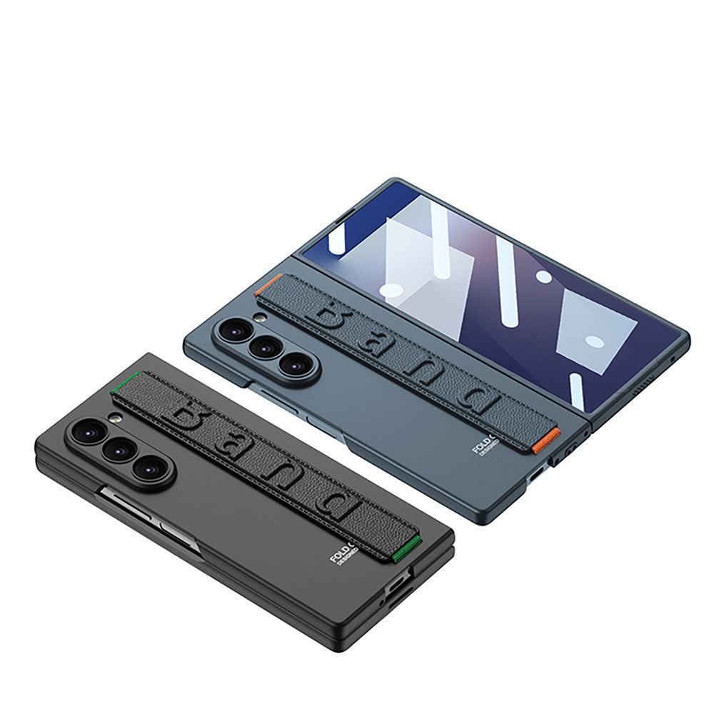 GKK For Samsung Galaxy Z Fold7 5G Case Wristband Foldable PC Phone Cover with Front Screen Protector - Titanium Grey