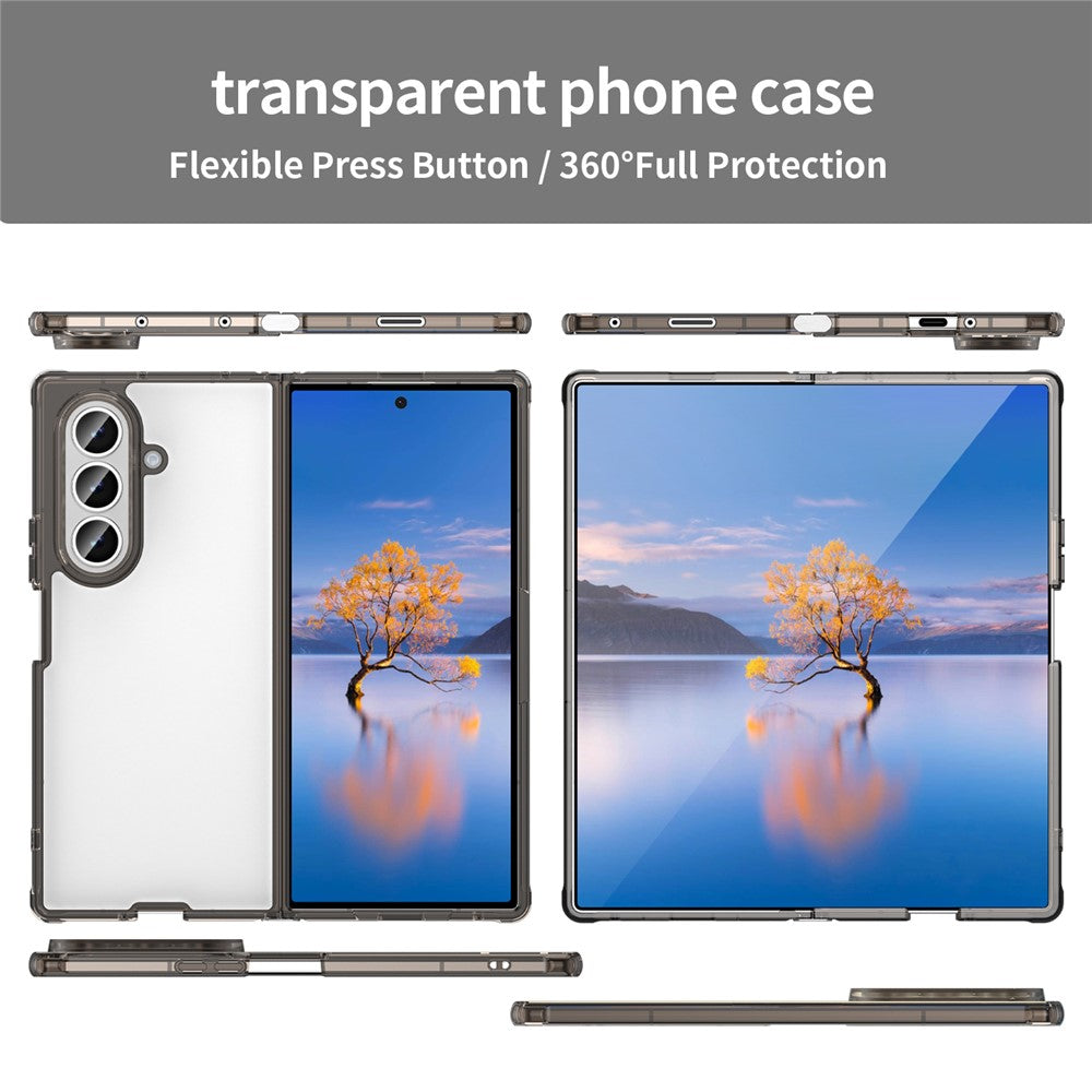 For Samsung Galaxy Z Fold7 5G Case TPU + Acrylic Phone Back Cover Anti Yellowing - Black