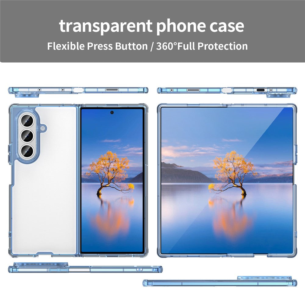For Samsung Galaxy Z Fold7 5G Case TPU + Acrylic Phone Back Cover Anti Yellowing - Blue