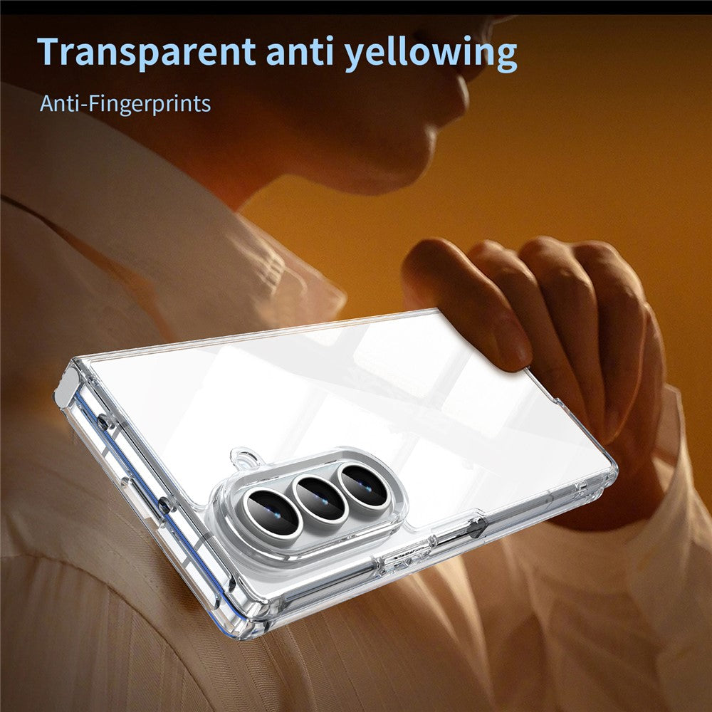 For Samsung Galaxy Z Fold7 5G Case TPU + Acrylic Phone Back Cover Anti Yellowing - Transparent
