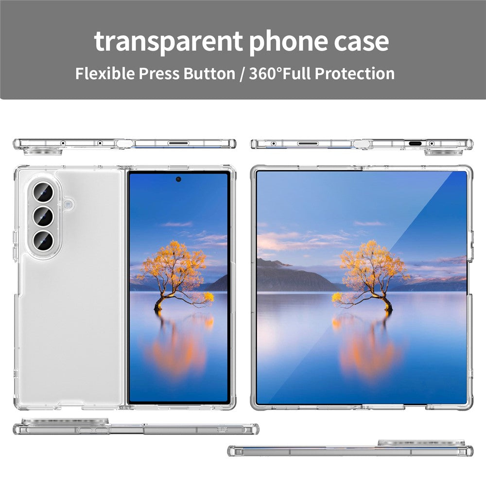 For Samsung Galaxy Z Fold7 5G Case TPU + Acrylic Phone Back Cover Anti Yellowing - Transparent